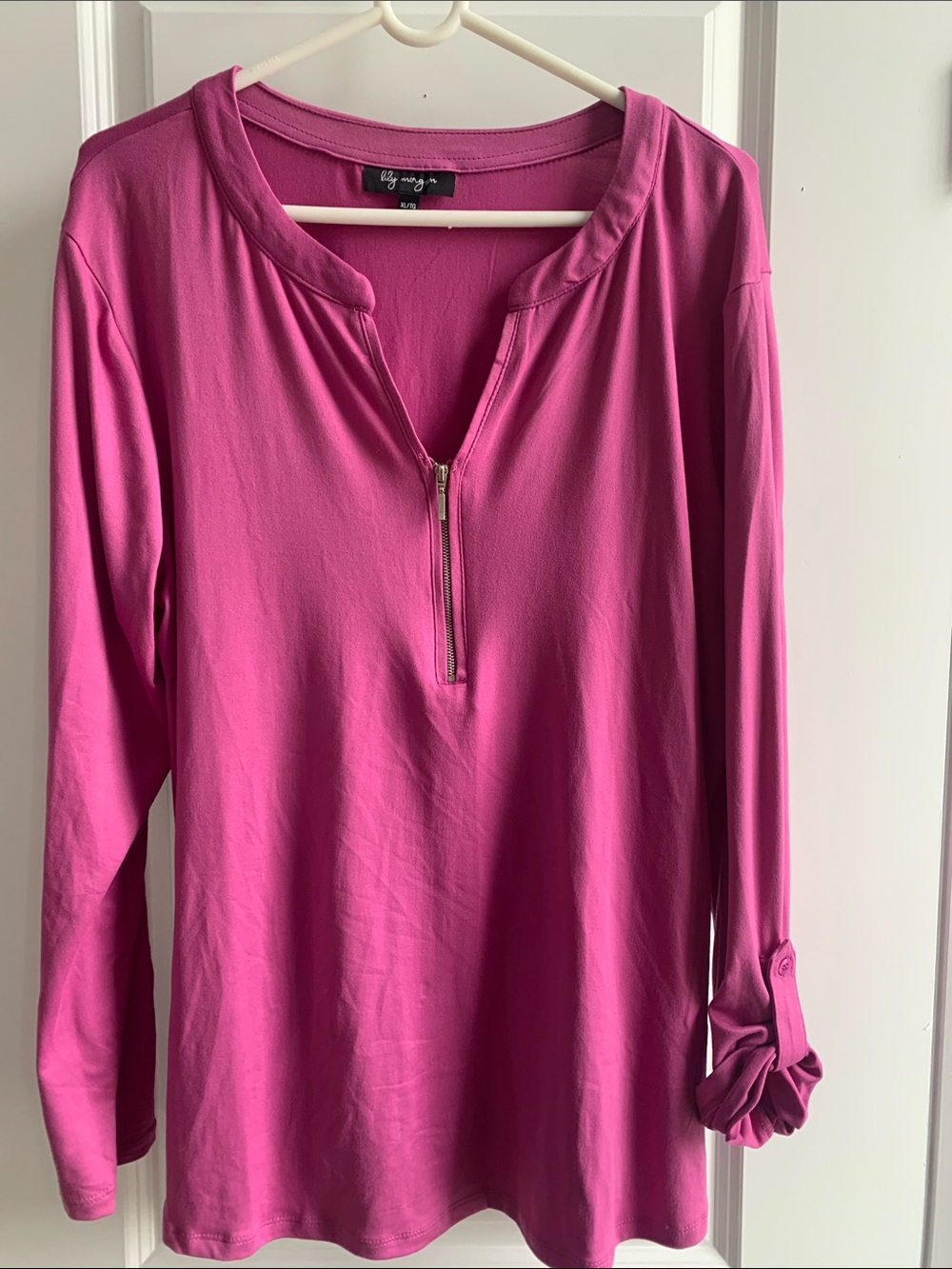 Lily Morgan Fuchsia Half-Zip Long Sleeve Top